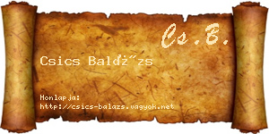 Csics Balázs névjegykártya